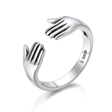 Genuine 925 Sterling Silver Double Layer Give Me A Hug Ring
