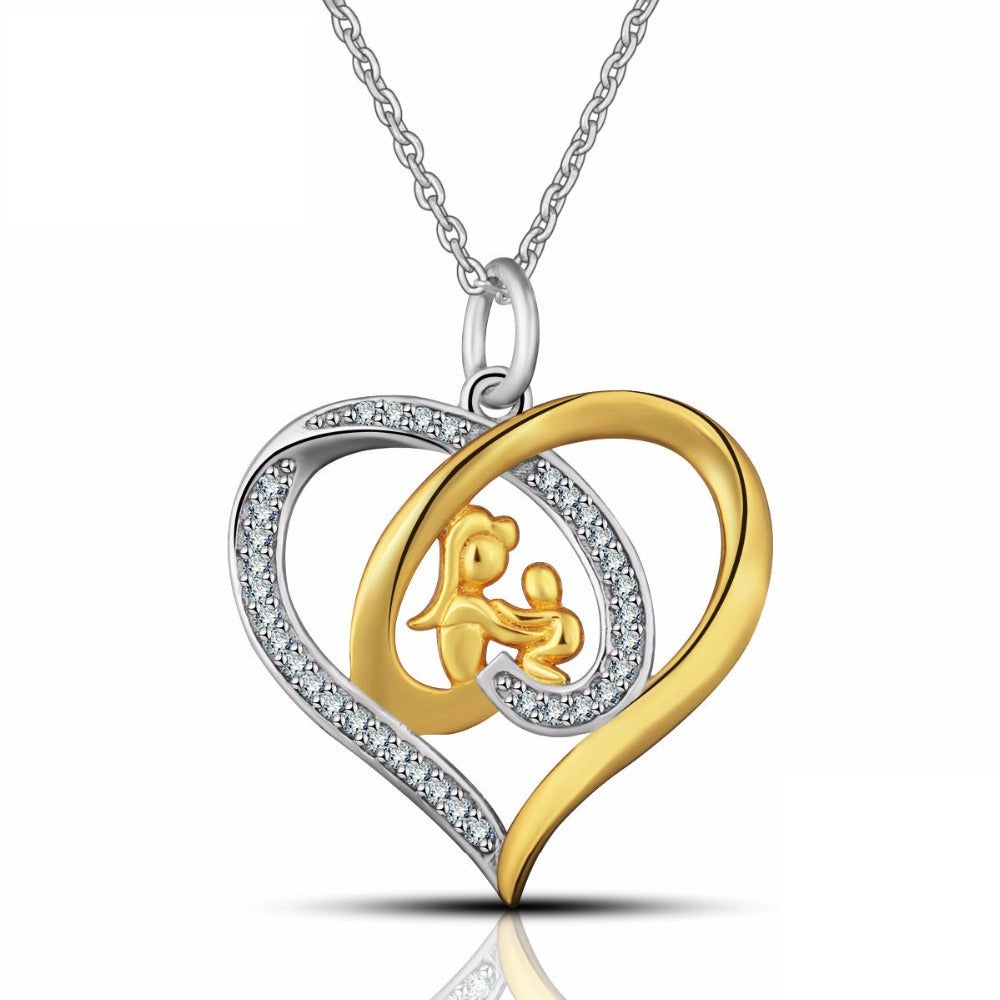 Gold Color Mother and Child Love Necklace