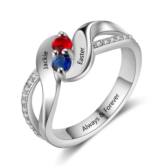 Genuine 925 Sterling Silver Personalized 2 Names Ring