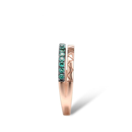 Genuine 9K 375 Rose Gold Ring with lab Created Emerald For Lady