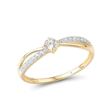 Genuine 9K 375 Yellow Gold Ring Sparkling White Ring