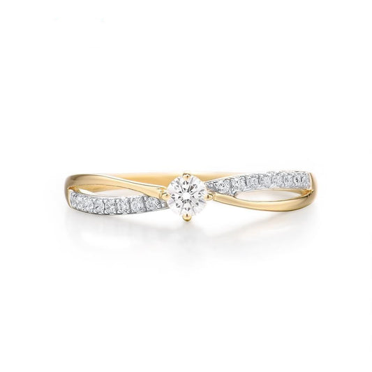 Genuine 9K 375 Yellow Gold Ring Sparkling White Ring