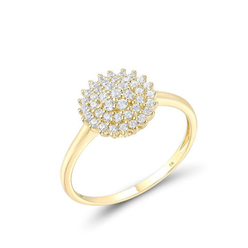 Genuine 9K 375 Yellow Gold Sparkling White Elegant Ring