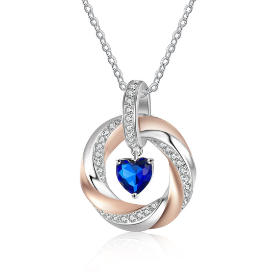Personalized 3 Names Engraved Necklace Heart Birthstone Romantic Mixed Color Customized Twisted Pendant Gifts