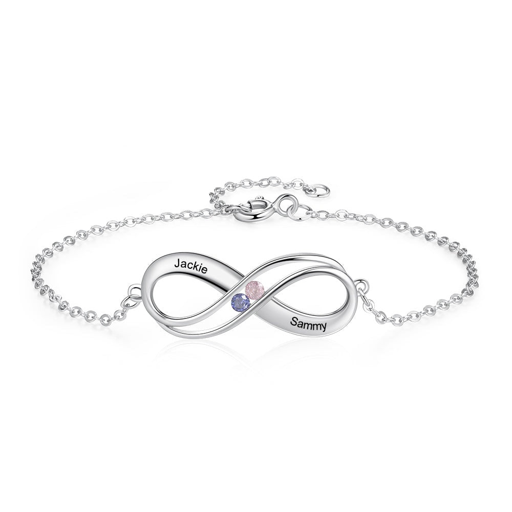 Pulsera personalizada con nombre grabado y piedra de nacimiento 