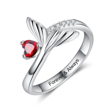 Personalized Birthstone Fish Tail Ring