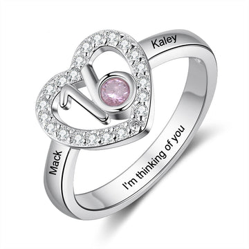 Personalized Birthstone Heart Ring