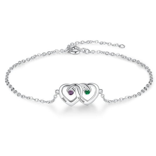 Personalized Double Heart Bracelet