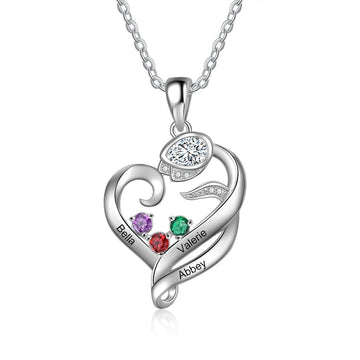 Collana con fiore di tulipano con nome di famiglia inciso personalizzato