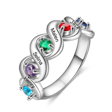 Personalized Engraving 5 Names Ring
