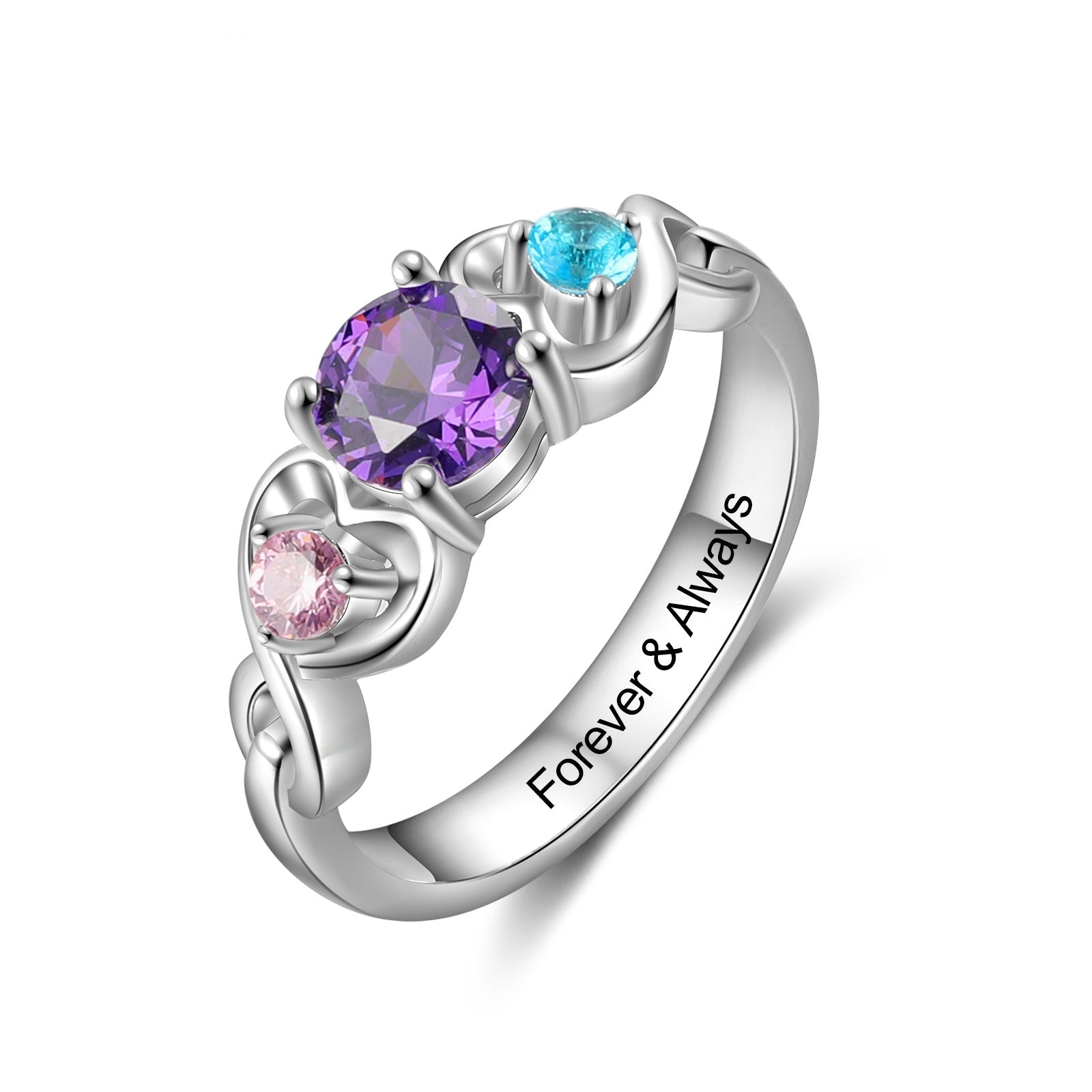 Personalized Engraving Engagement 12 Colors Birthstone Ring