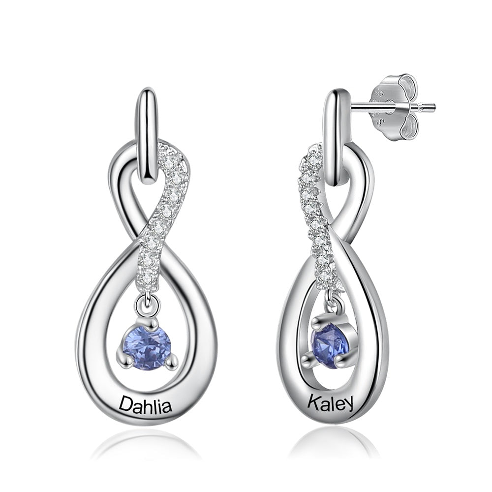 Customized DIY Birthstone Engraved Drop Earrings