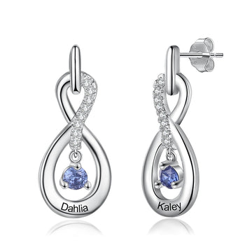 Customized DIY Birthstone Engraved Drop Earrings