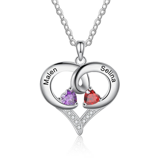 Personalized Heart Birthstone Pendant Necklace