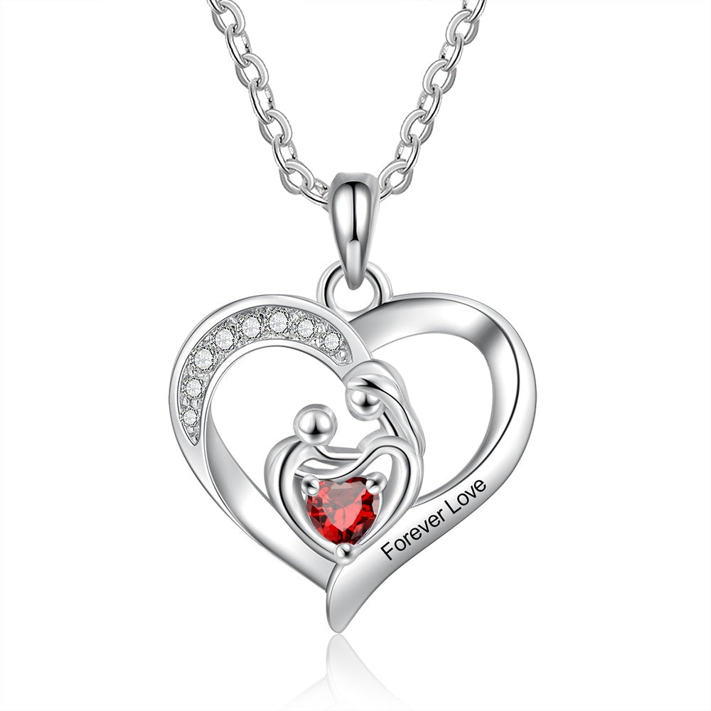 Personalized Mom Baby Heart Pendant Necklace