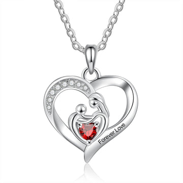 Personalized Mom Baby Heart Pendant Necklace