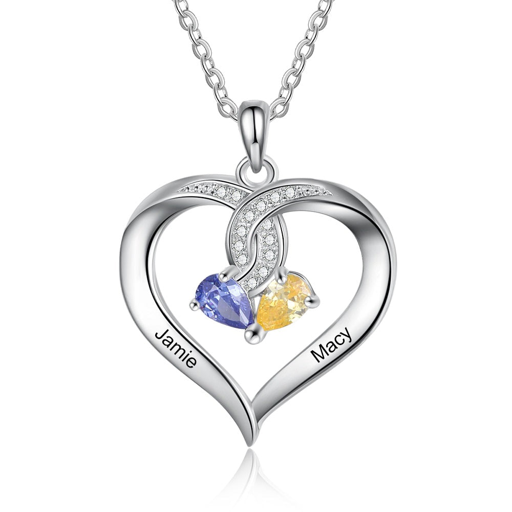 Personalized Name Engraved Heart Pendant Necklace