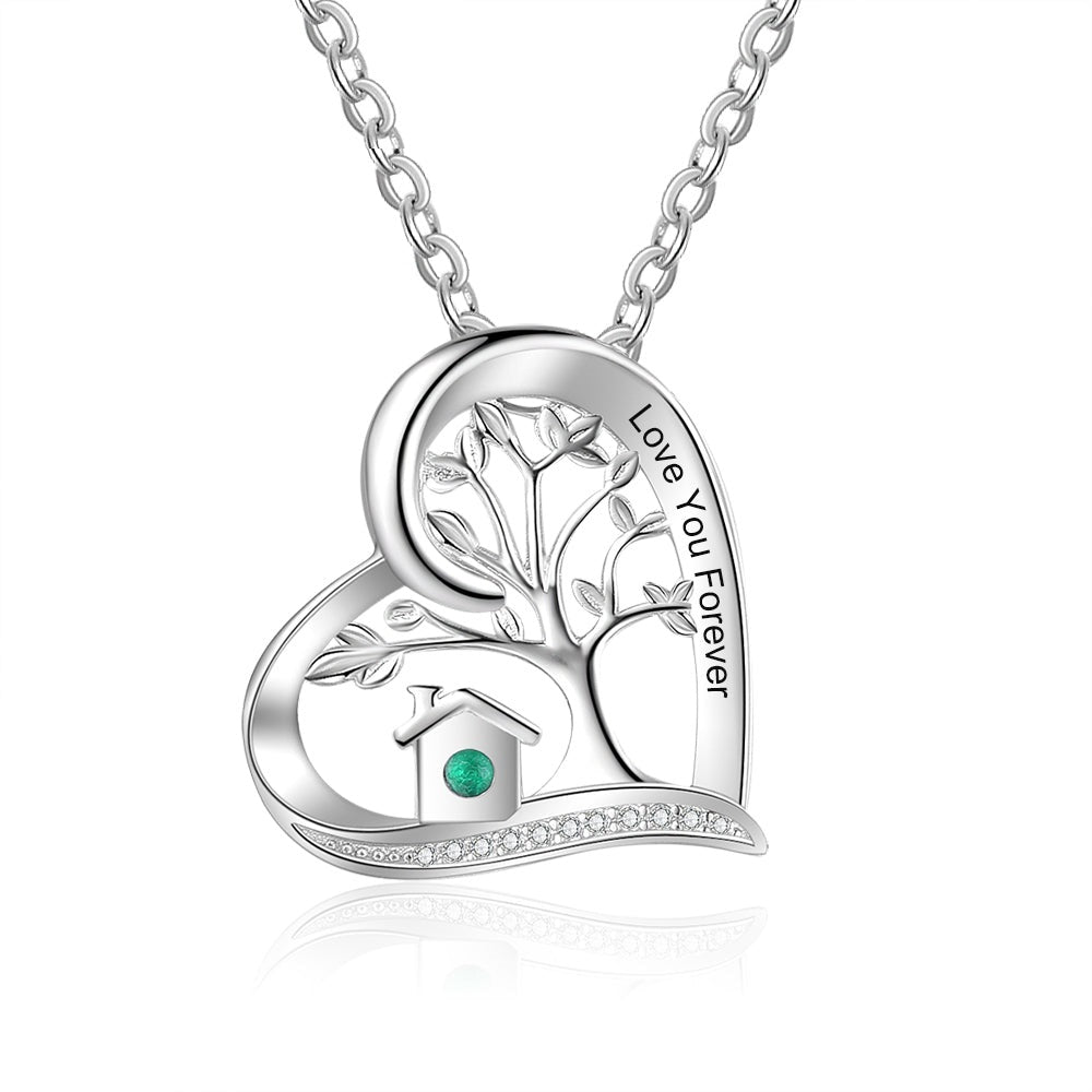 Personalized Tree of Life Engraving Heart Necklace