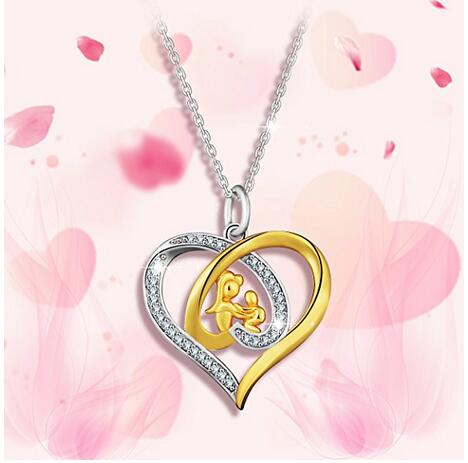 Gold Color Mother and Child Love Necklace