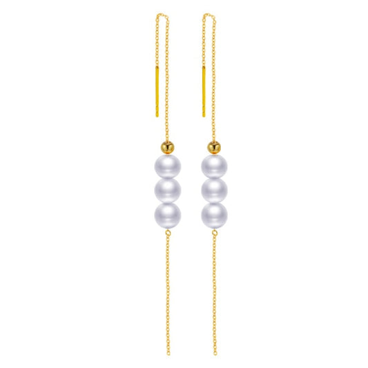 18K Yellow Gold Freshwater Pearl Drop Earrings