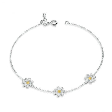 925 Sterling Silver Daisy Flower Bracelet