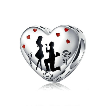 Cuentas de esmalte con dije de corazón "Cásate conmigo"