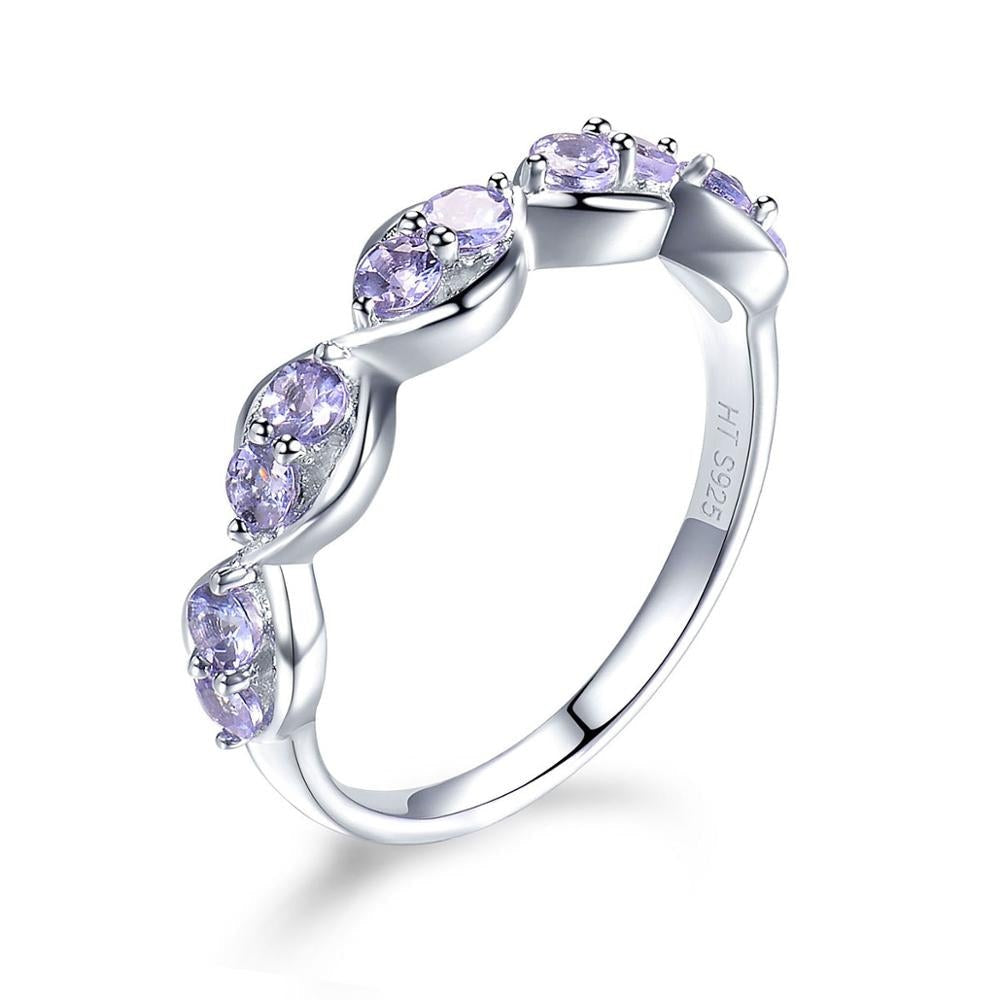 Anillos de tanzanita natural, anillo infinito con gema de plata de ley 925