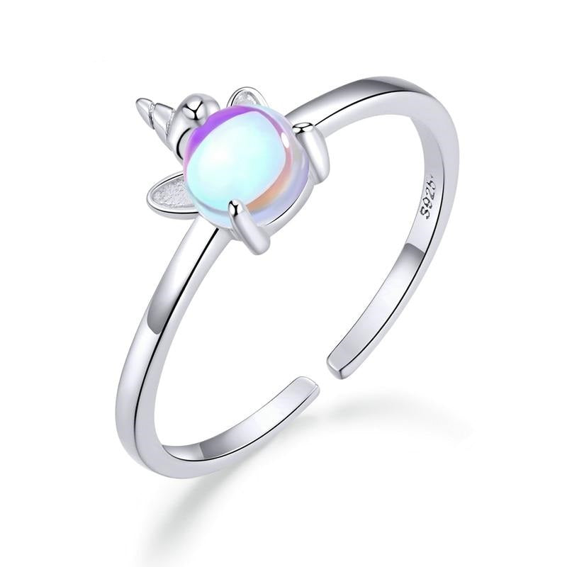 Anillo de piedra lunar en plata de ley 925