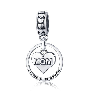 925 Sterling Silver I Love u Forever Mom Charm Beads