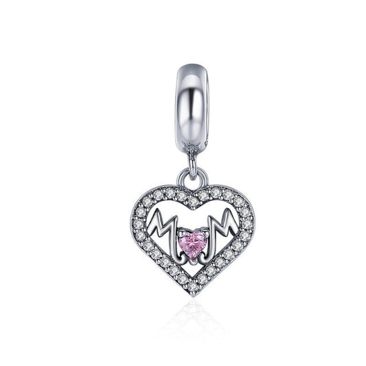 925 Sterling Silver I Love u Forever Mom Charm Beads