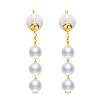 18K Solid Gold Freshwater Pearl Drop Earrings
