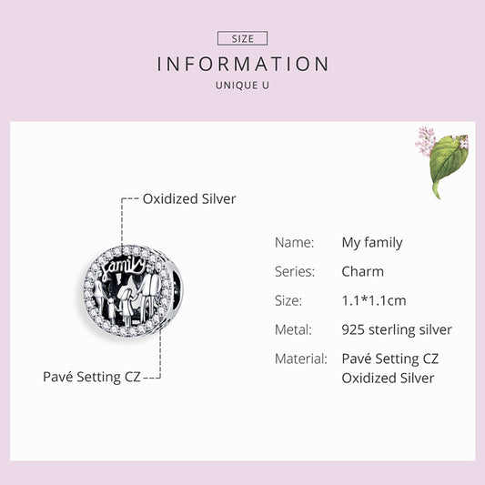 925 Sterling Silver Family of Four Charm Beads