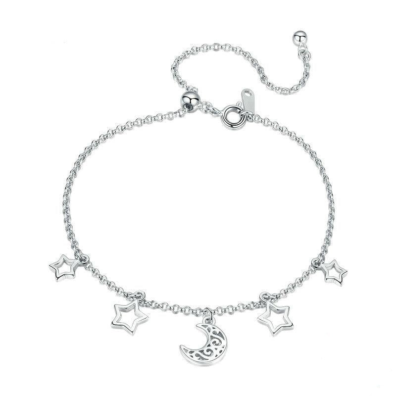 925 Sterling Silver Moon And Star Bracelet