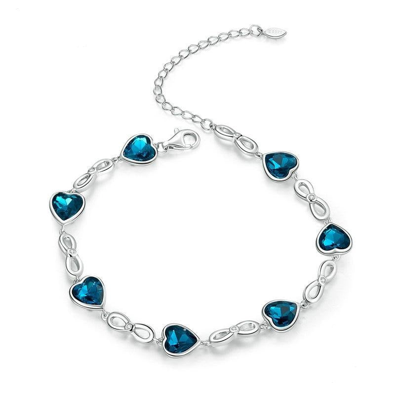 Pulsera de plata de ley con corazón azul