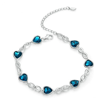 Sterling Silver Blue Heart Bracelet