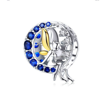 925 Sterling Silver Blue Moon Lunar Angel Charm Beads