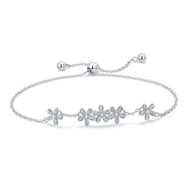 Pulsera de margaritas luminosas de plata de ley 925
