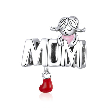 925 Sterling Silver Mother Love Enamel Charm Beads