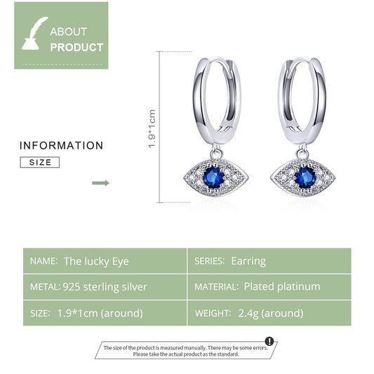 Silver 925 Jewelry Blue Eye Drop Earrings