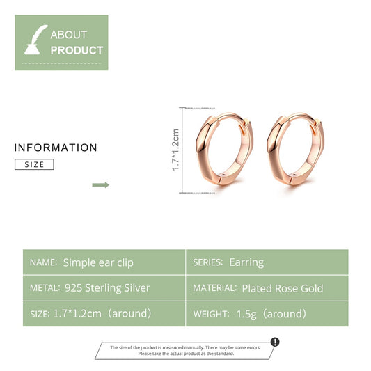 Geometric Simple Rose Gold Color Tiny Hoop Earrings