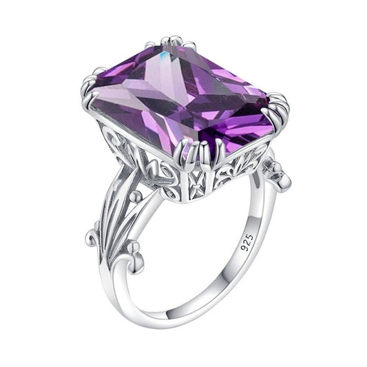 Vintage Amethyst Gemstone Rectangle Handmade Ring