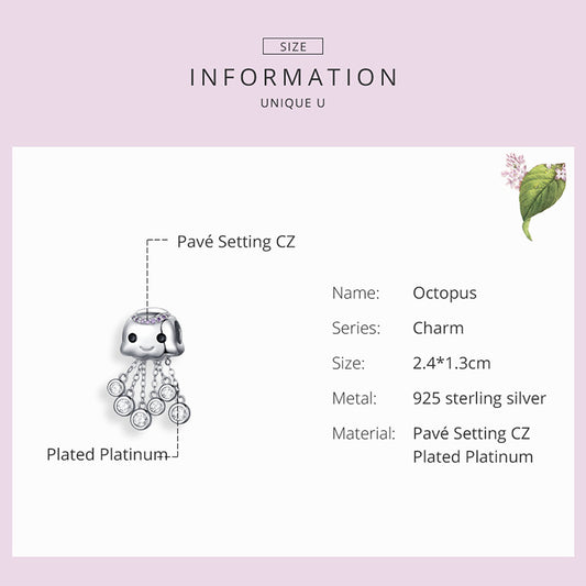 925 Sterling Silver Jellyfish Child Charm Beads