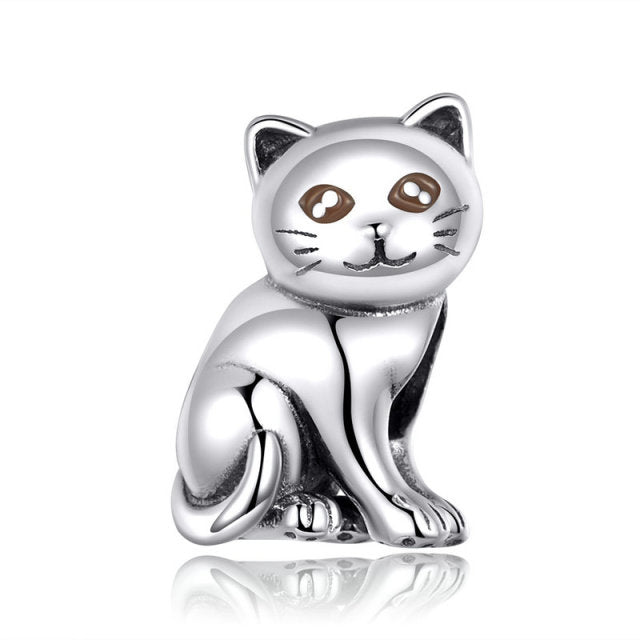 Dijes de gato bebé en plata de ley 925