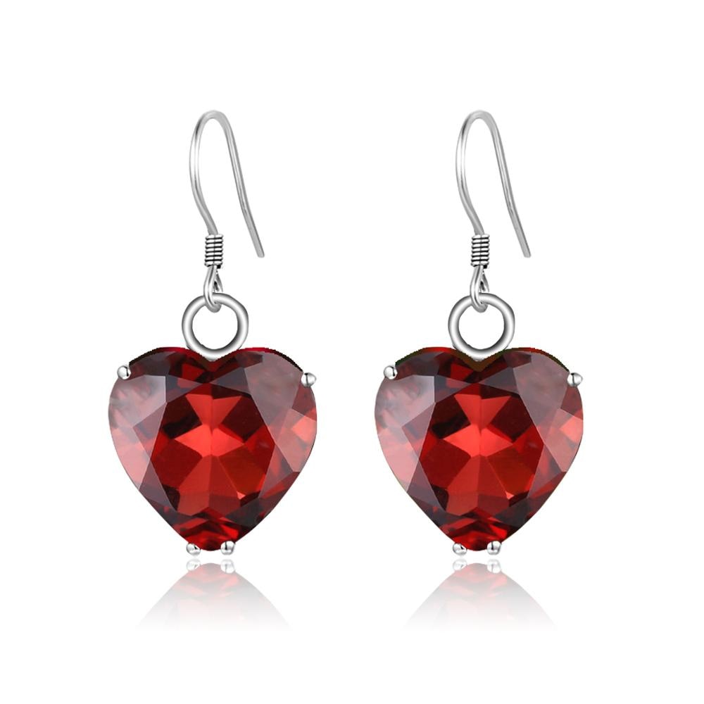 Red Heart Gemstone Unique Long Drop Earrings