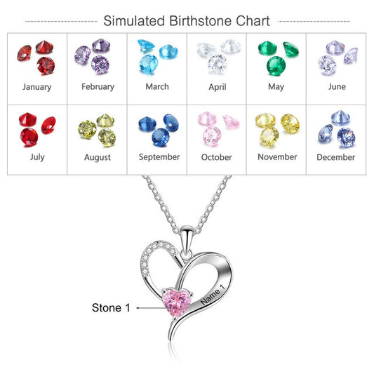Customized Birthstone Engraving Name Pendant Necklace