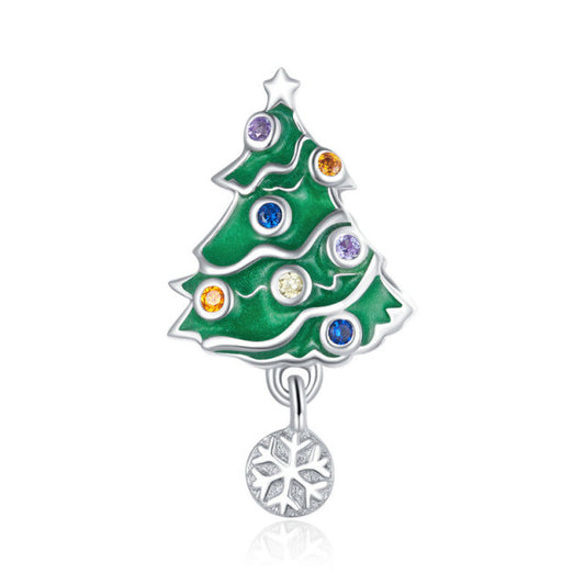 925 Sterling Silver Christmas Tree Charm Beads