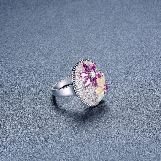 Natural Pink Garnet Opal Ring