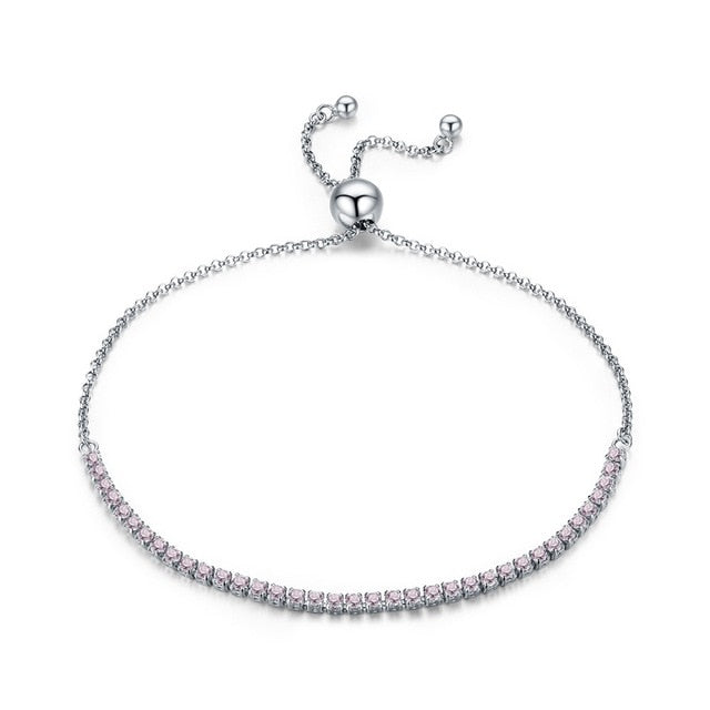 Pulsera de tenis de hilo brillante de plata de ley 925