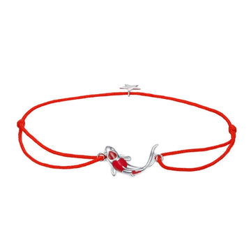 Pulsera de cuerda de pez de la suerte de plata de ley 925