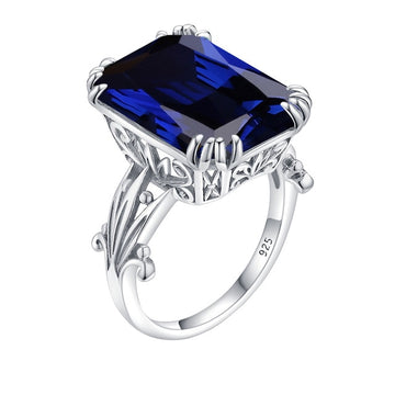 Vintage Blue Sapphire 925 Sterling Silver Ring